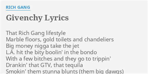 givenchy song lyrics|rich gang Givenchy lyrics.